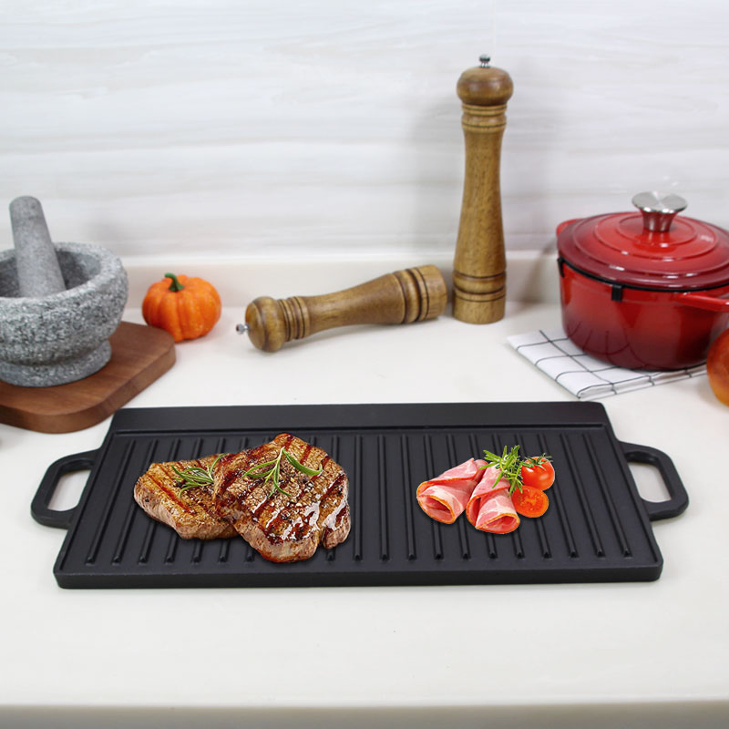 Double-Sided High-Quality Cast Iron BBQ Griddle Plate Cookware Outdoor Grill Pan Griddle