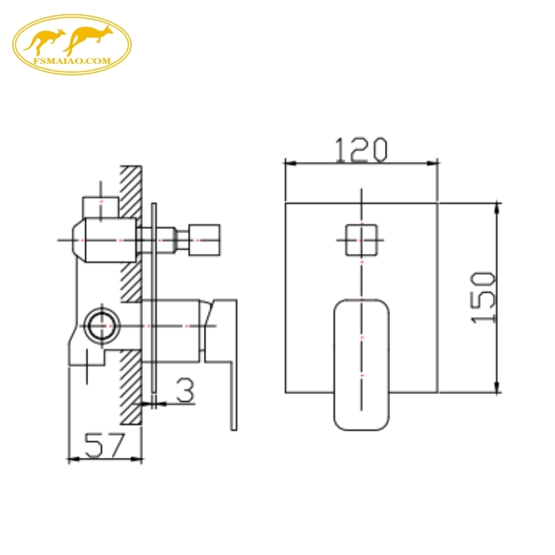High-Grade Brass Smooth Diverter Switching Thick panel Shower Mixer with Diverter