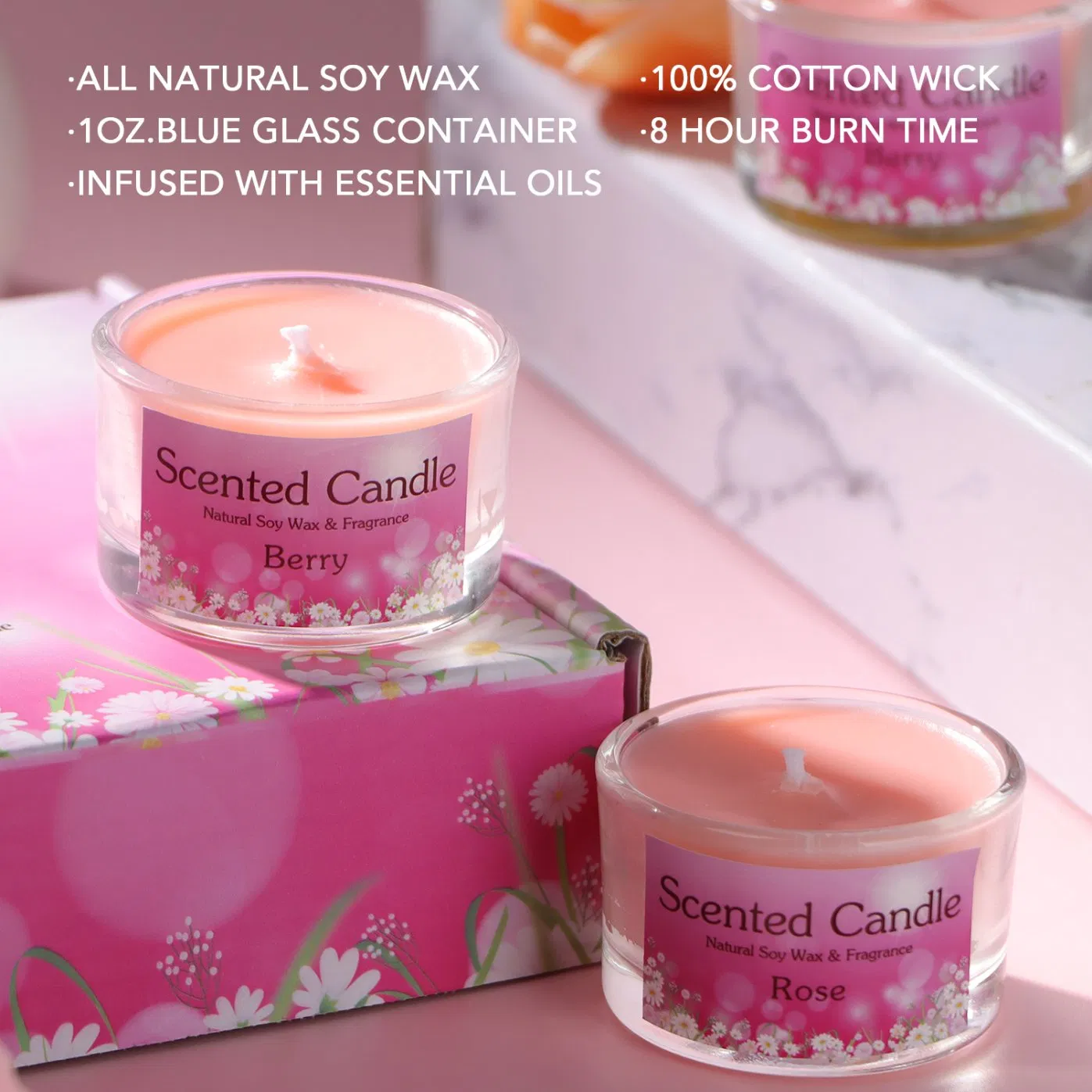 Vegan Coconut Wax Candle Refreshing Citrus & Basil Scent Toxin-Free