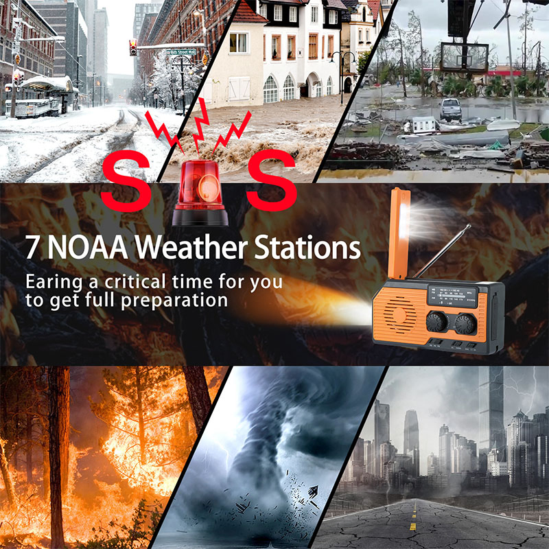 Радио с ручной зарядкой, фонариком и зарядкой телефона