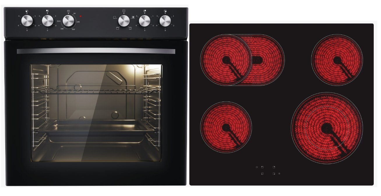 One Set of Built-in Electric Stove and 4-Zones Ceramic Hob
