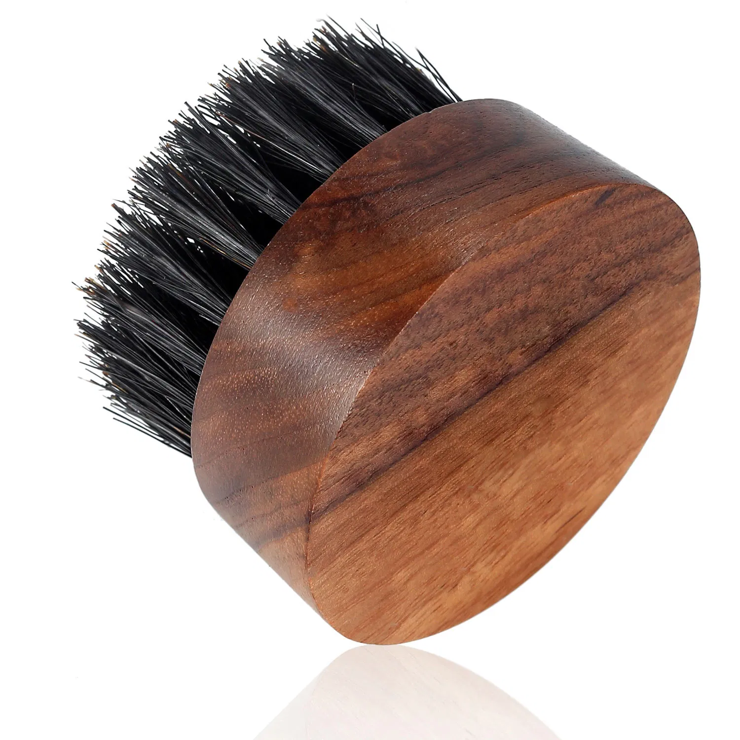 Beard Brush Boar Bristle Round Black Wood Men's Grooming Brush