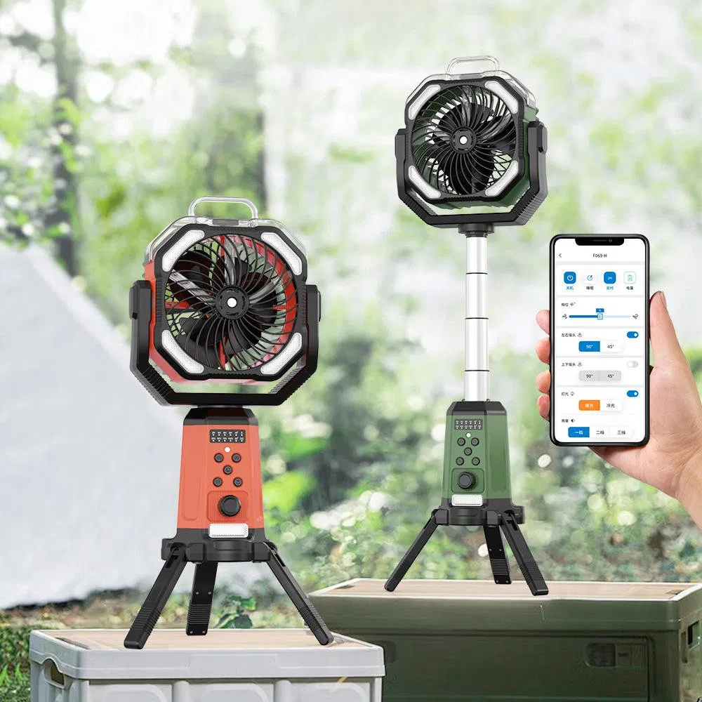 24000mAh Desk Camping Fan Smart APP Control Water Mist Auto Oscillating Timer USB Electric Retractable Outdoor Rechargeable Fan