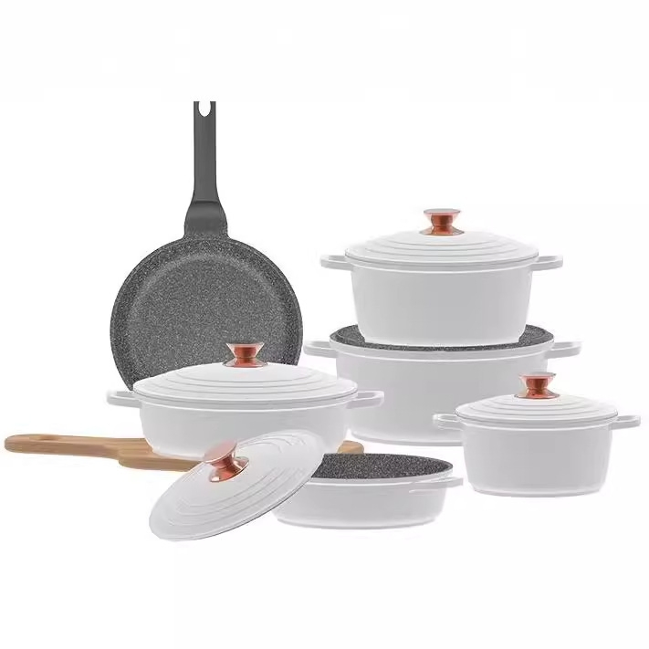 High Quality Low MOQ Kitchen Cookware Casserole Non Stick Cookware Cast Aluminum Cooking Pot Set