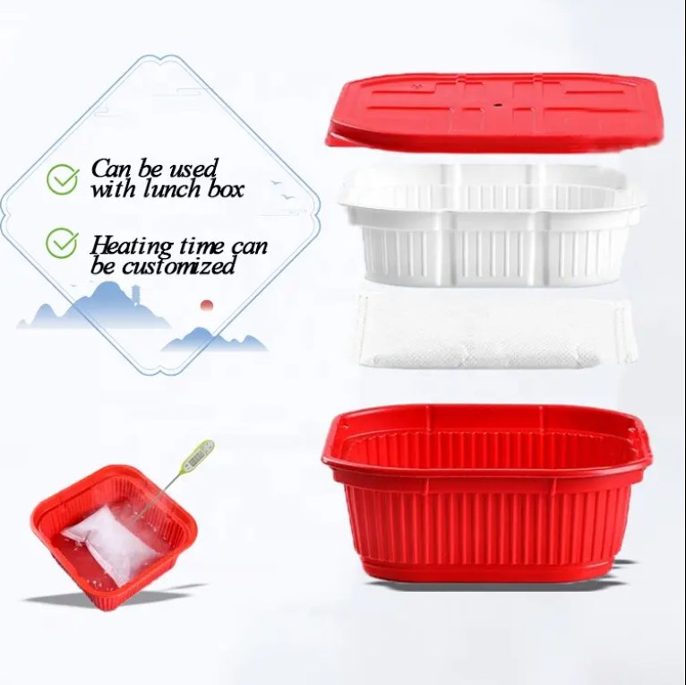 Customized Plastic Hot Pot Food Grade Disposable Self-Heating Lunch Box with Cover