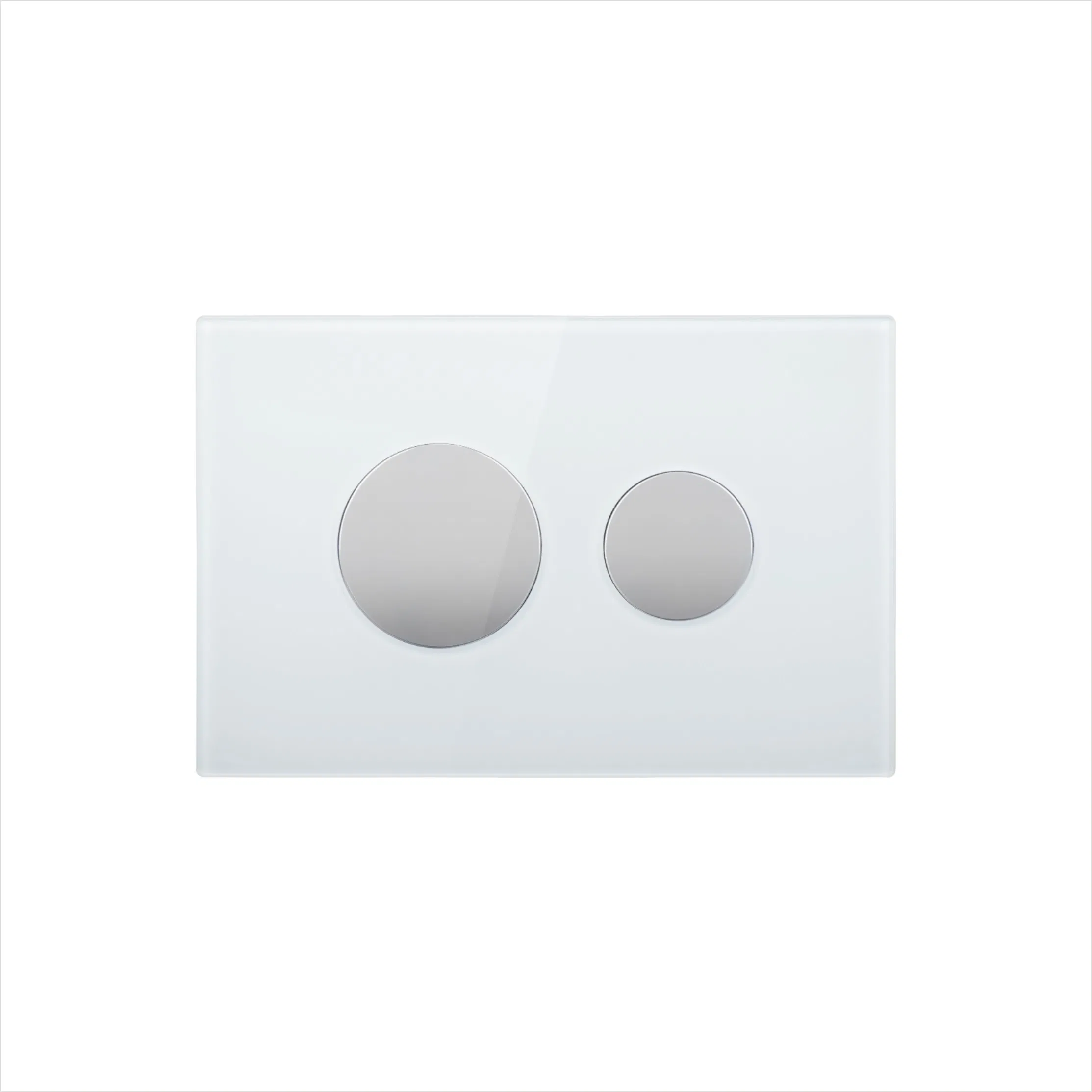 White Glass Pneumatic and Round Plated Button Concealed Water Tank Panel Button