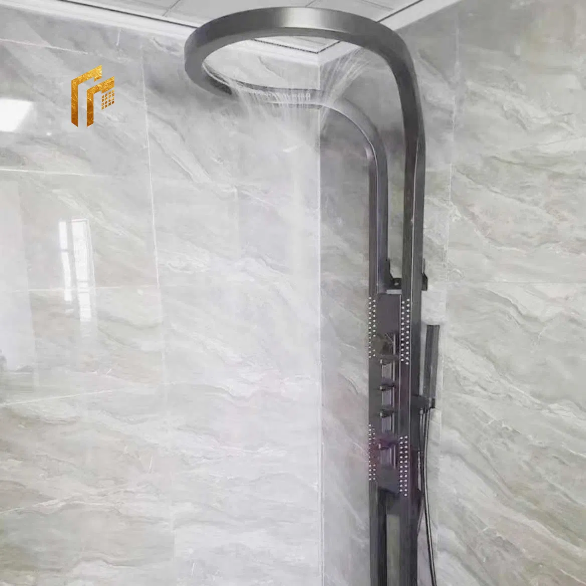 Factory Direct Price Toktik Multi-Functional Multi Head Chrome Waterfall Rainfall Wall Mounted Massage Shower Panel