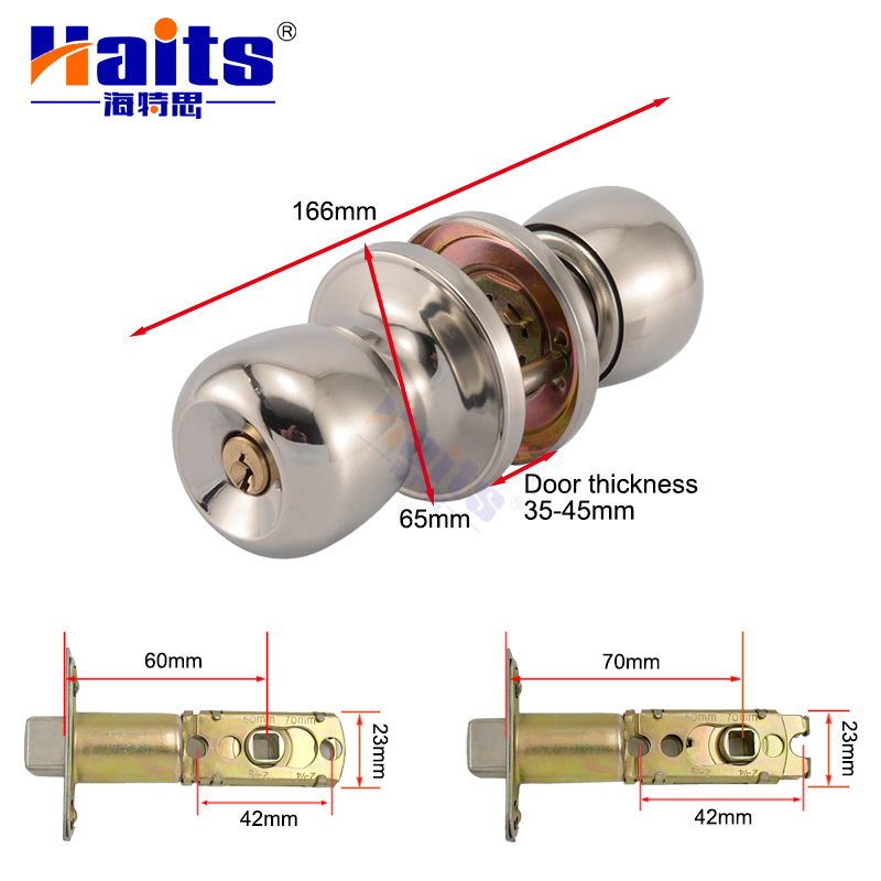 Stainless Steel Door Handle Cylinder Lock Ball Shaped Knob Spherical Door Locks