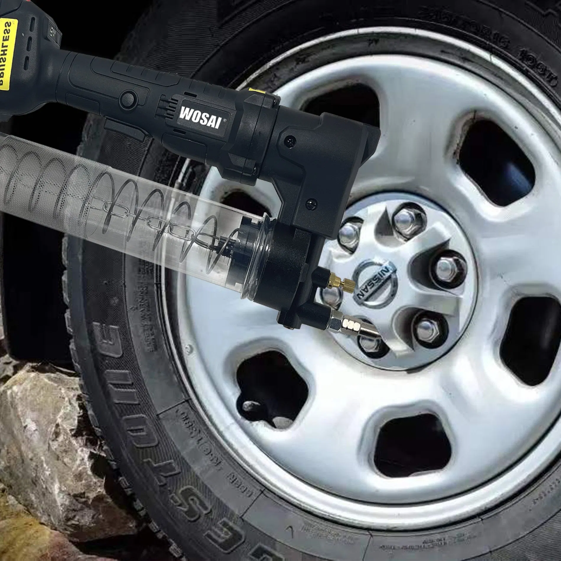 20V Wosai 600cc Rechargeable Visual Transparent Battery Cordless Electric Grease Guns