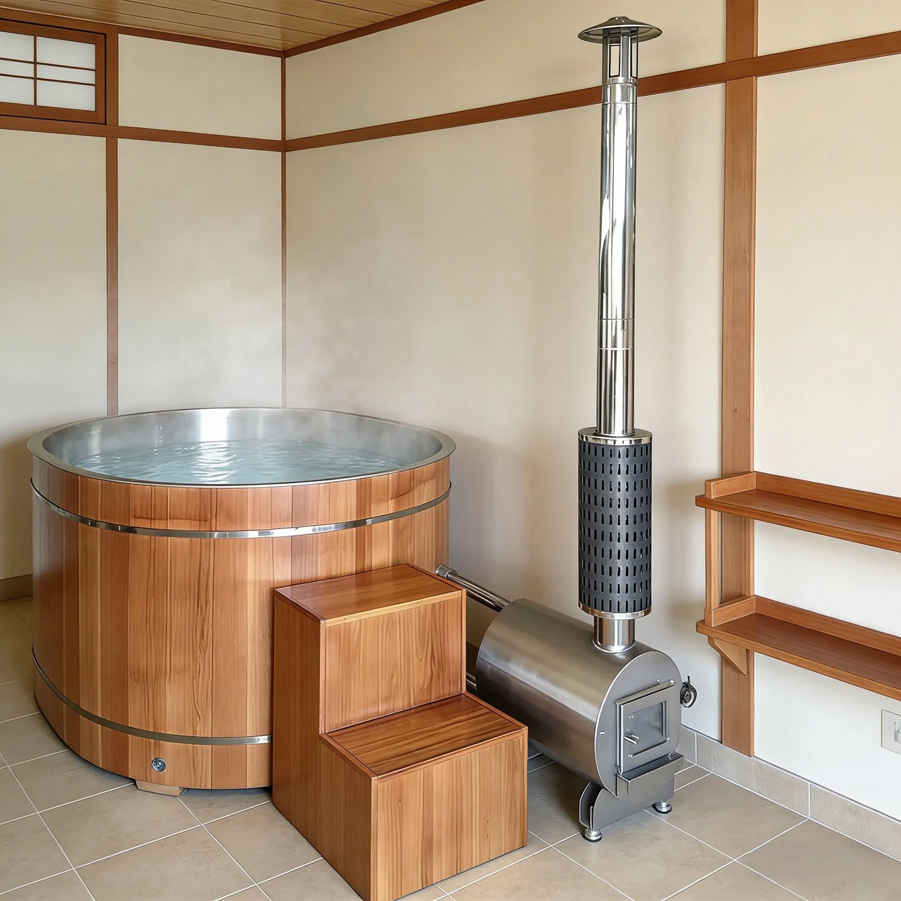 Eco-Friendly Wood Hot Tub Stainless Steel Wood Fired Hot Tub Stove for Private Villas