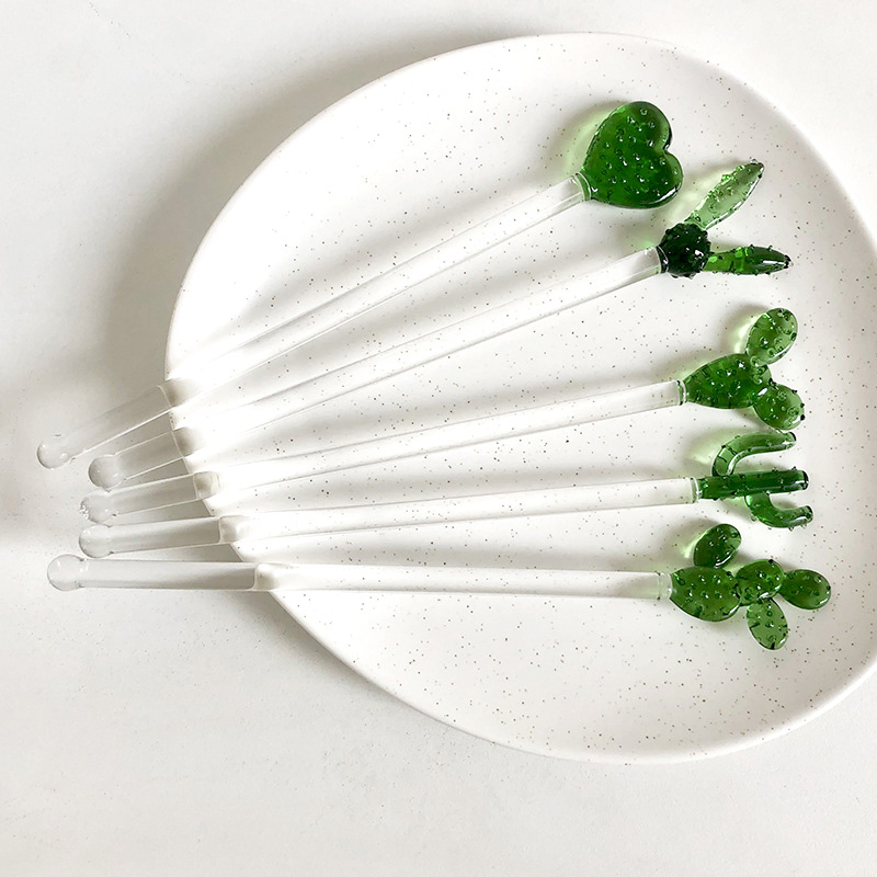 Heat Resistant Multicolor Glass Stirring Rod Reusable Colorful Coffee Stirring Swizzle Stick