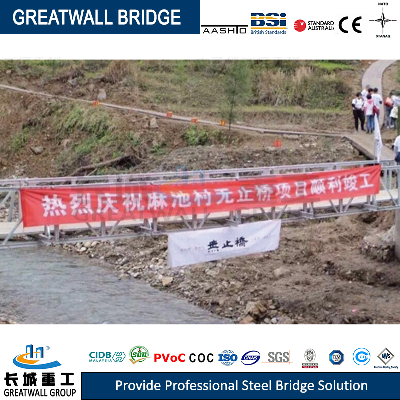 Barrier-Free Design of Steel Structure Portable Bridge Pb100 Modular Footbridge with High Degree of Safety