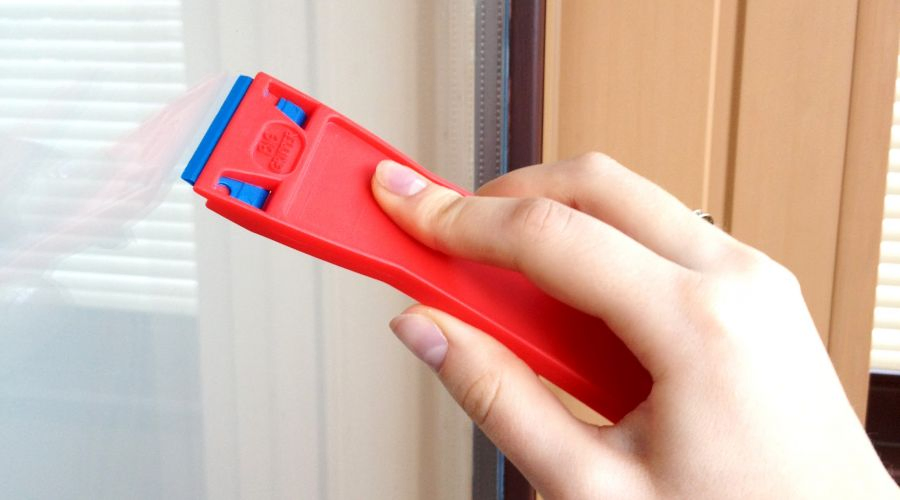 Long Cleaning Scraper Plastic Razor Scraper W/Double-Edged Plastic Blades