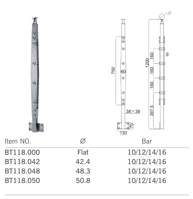Good Quality Stainless Steel Handrail Balustrade Fitting (BT119)