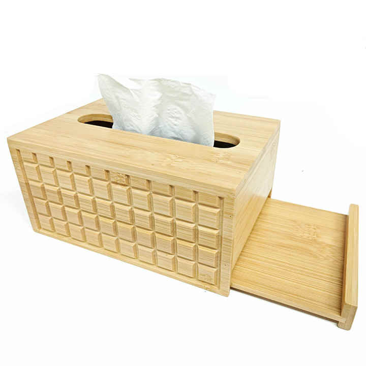 Bamboo Household Office Bedroom Large Tissue Box