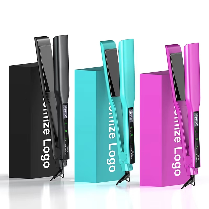 Hot Tools 2-in-1touch Screen Hair Straightener Salon Professional Ceramic Custom Logo Flat Iron LCD Wide Plate Hair Straightener