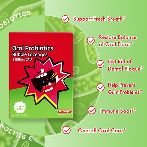 Support Teeth & Gums Health and Fresh Breath Oral Refreshing Oral Probiotics Bubble Lozenge