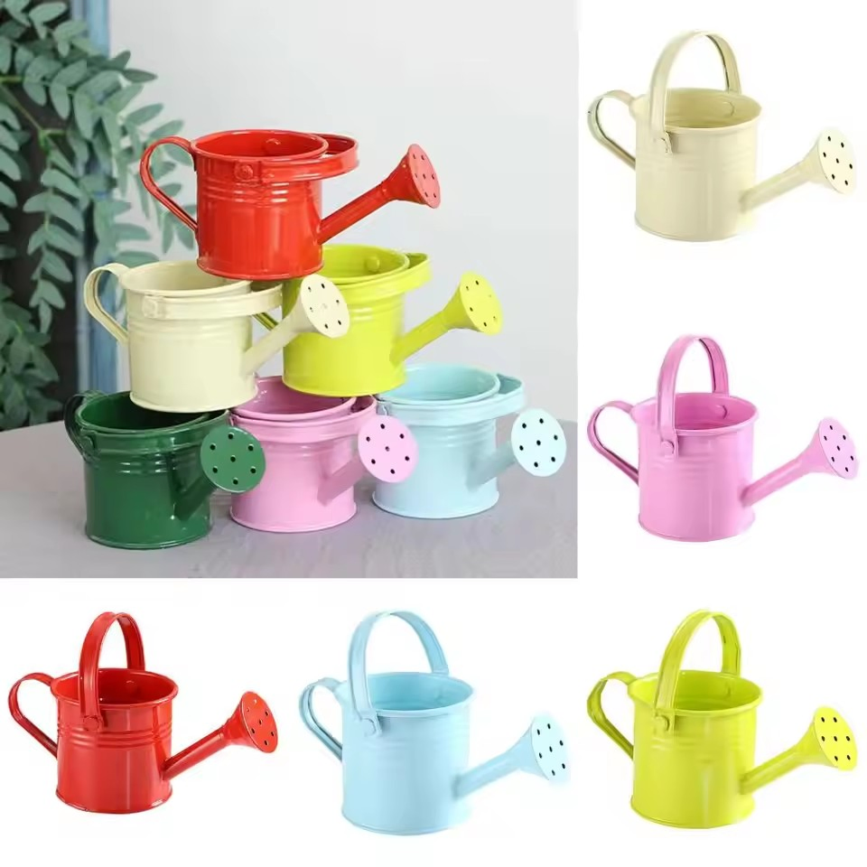 Metal Watering Can Garden Flower Kettle Mini Small Water Spraying Pot Sprinkler with Large Capacity for Kids Adult