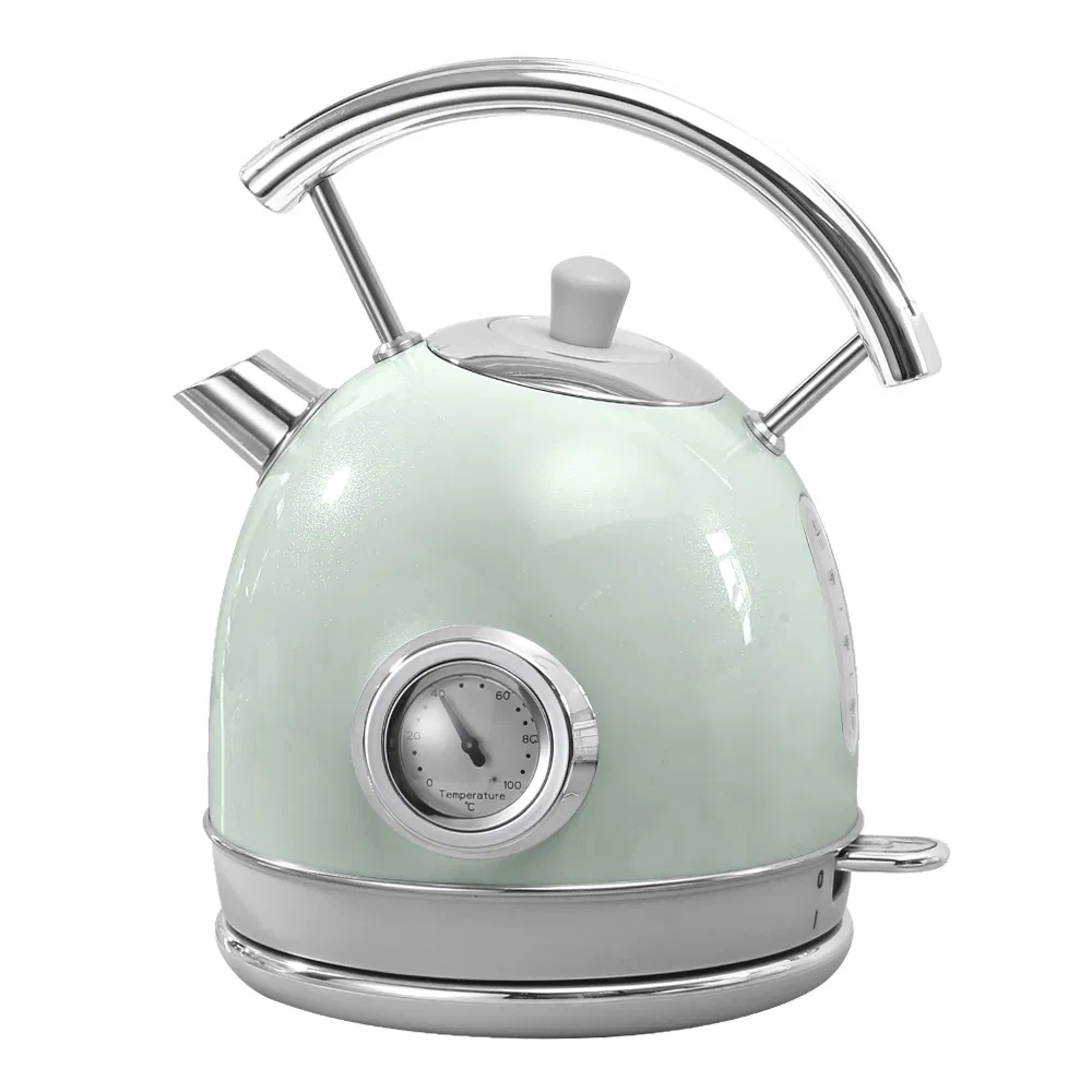 1.8L Retro Style Electric Kettle with Water Thermometer and Removable Filter