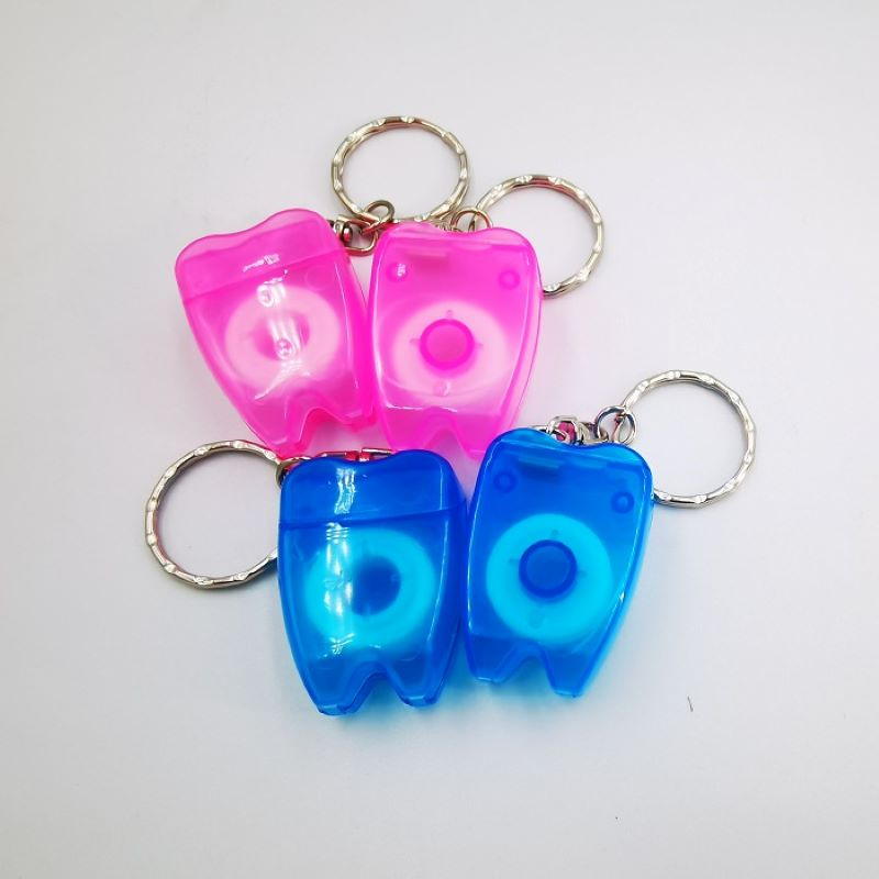 Low Price Tooth-Shaped Key Chain Dental Floss with Case