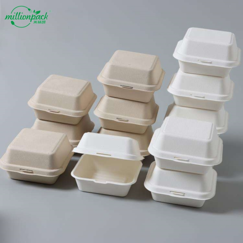 Durable Sugarcane Fiber Square Box with Reinforced Edges for Heavy Loads