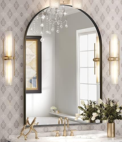 Stylish Arched Bathroom Mirrors with Modern Seamless Frame