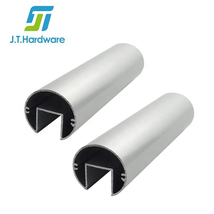 Balustrades Cr L Extruded Bright Anodize Finish Aluminum Cap Rails Round U Groove Slot Tube