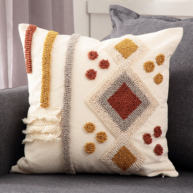 Unique Design Floral Embroidery Pillow Cushion Cover Fashionable Pastoral Cotton Pillow Case