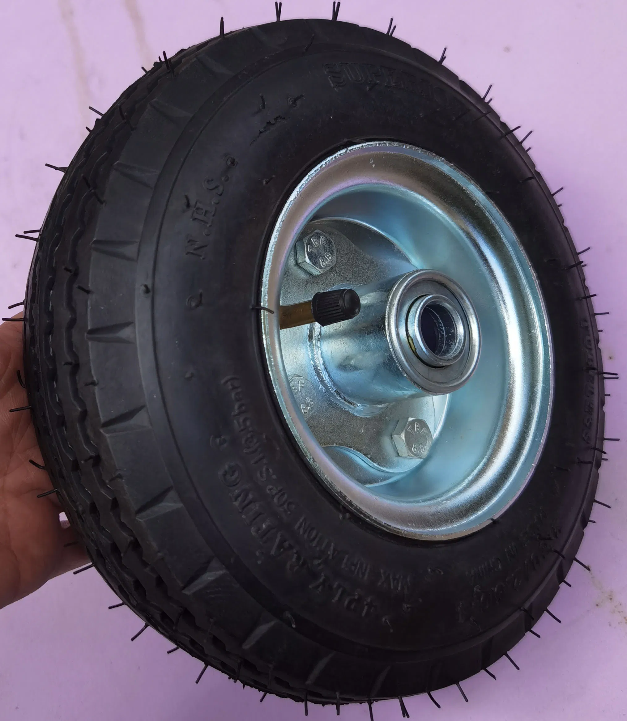 2.80/2.50-4 Pneumatic Inflatable Rubber Wheelbarrow Wheel Tire with Metal Rim