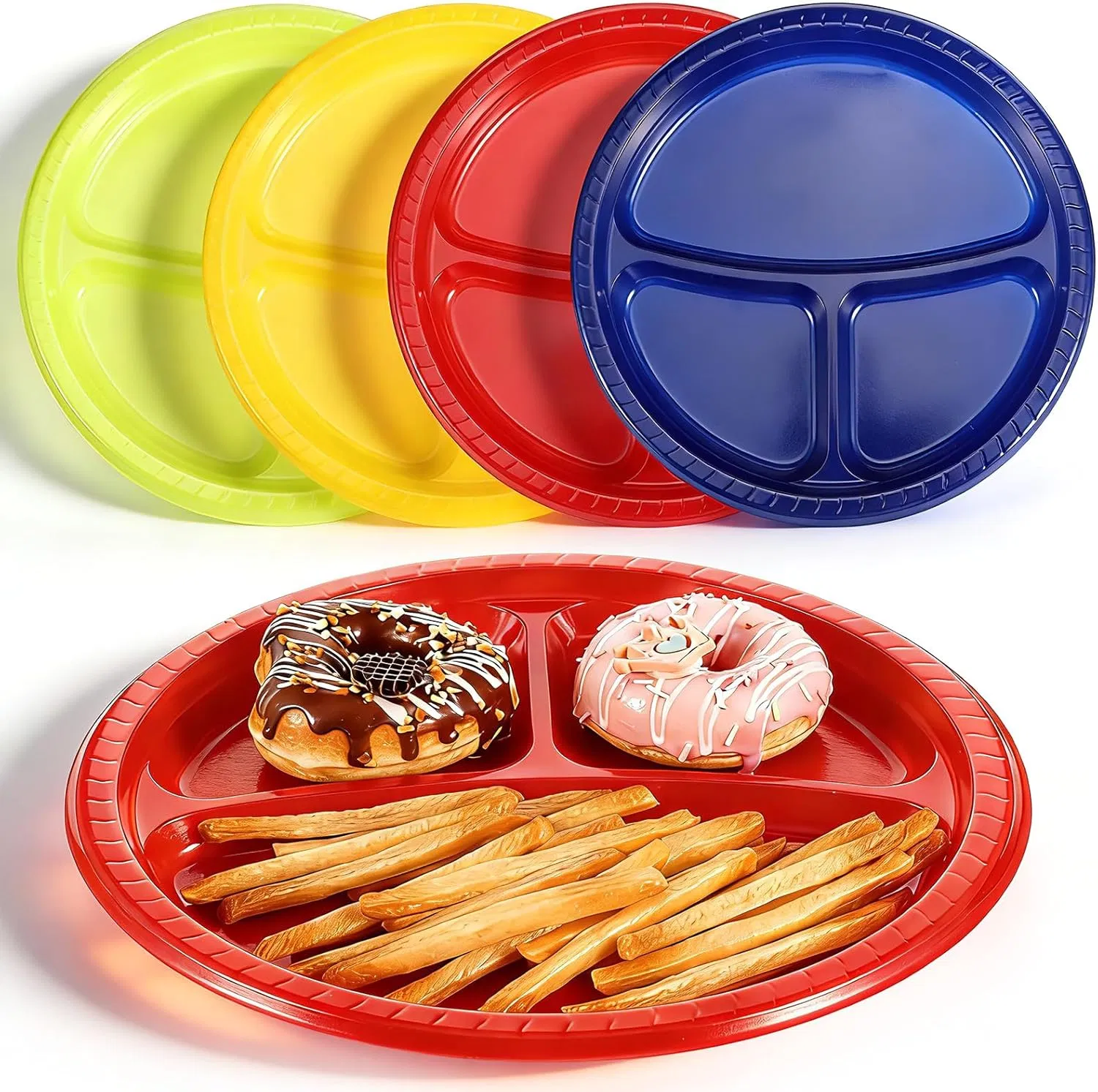 3 Compartments Divided Plastic Party Plates