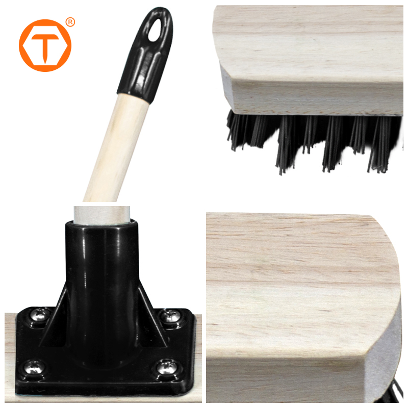 2025 Industrial House Floor Scrub Brush Hand Manual Plastic Brooms with Wooden Long Broom Stick
