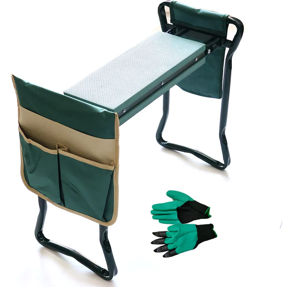 Garden Kneeler with Thickening and Widening EVA Foam Cushion and Pouch and Gloves