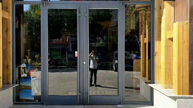 Aluminium Alloy Double Glass Entrance Swing Door