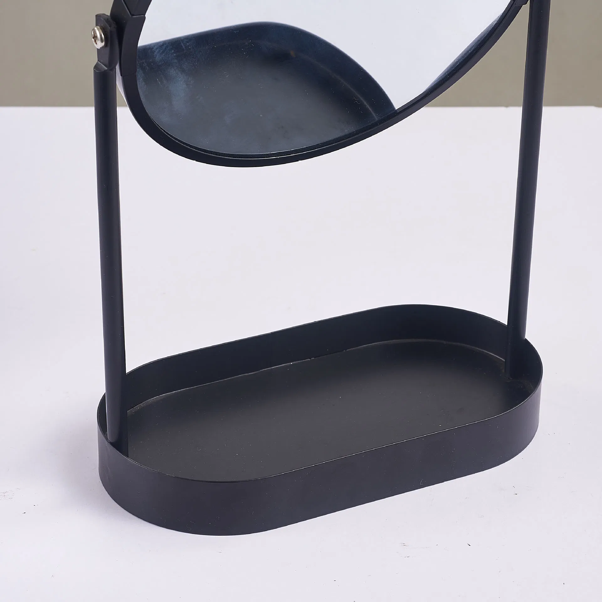Custom Desktop Storage Cosmetic Mirror Metal Black Rotating Mirror