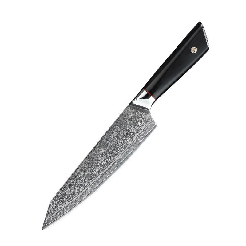 Японский кухонный нож Damascus Aus10 с рукоятью G10