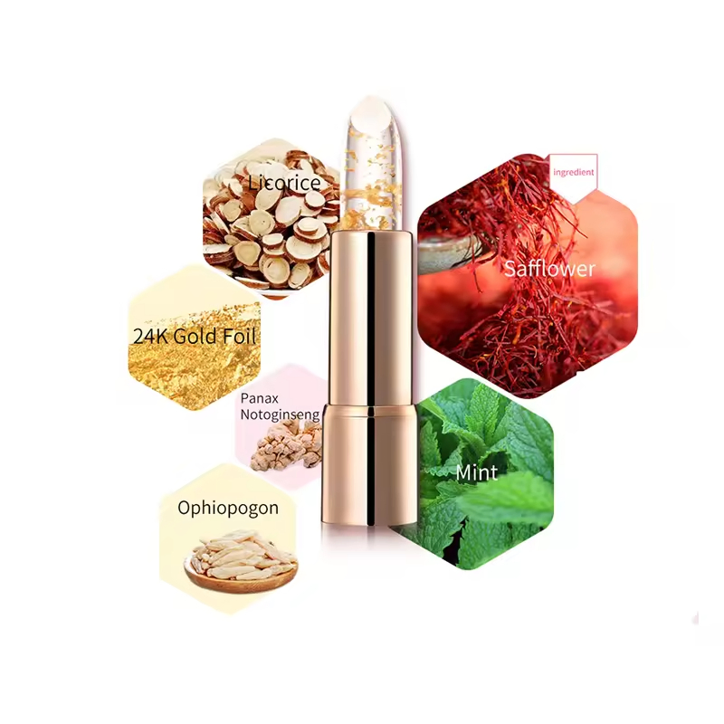 Make Your Own Lipstick 24K Gold Cosmetics Lip Skin Makeup Private Label Nude Gold Foil Lipstick Chapstick Lip Balm