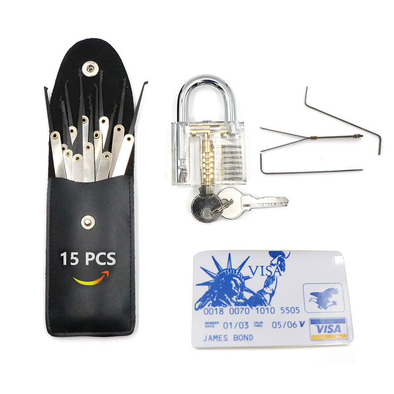 15 PCS Stainless Steel Professional Pick Set Lock Smith Training Tools
