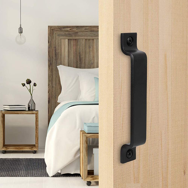 Strong Black Steel Barn Door Pull Vintage Farm House Gate Cabinet Handle Pull Sliding Door Pull Handle