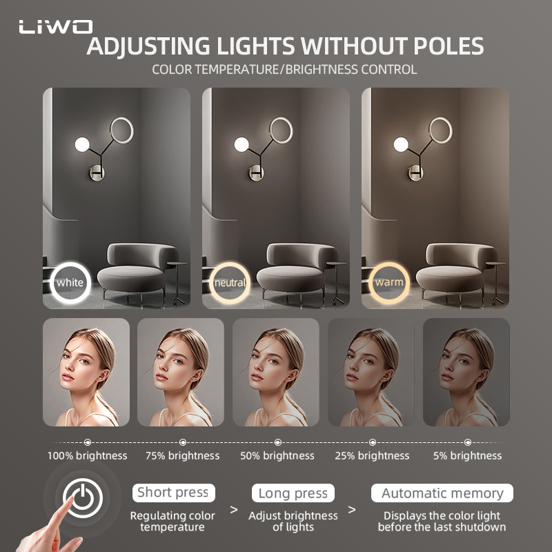 Aluminum Alloy Frame Oval Bathroom LED Mirror with Anti-Fog Backlit Lighted Makeup Vanity Mirror Illuminated Furniture Home Decoration Hotel