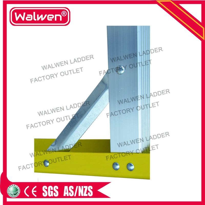 Single Section Yellow Colour Folding Fiberglass Platform Ladder with Handrail