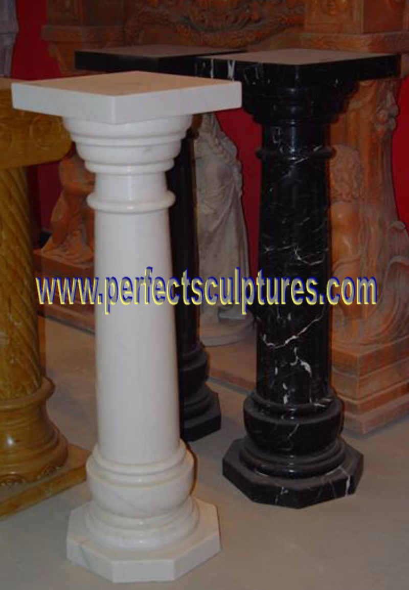 Garden Home Decorative Carved Stone Column Red Marble Carving Pillars for Outdoor Indoor Decoration (QCM139)
