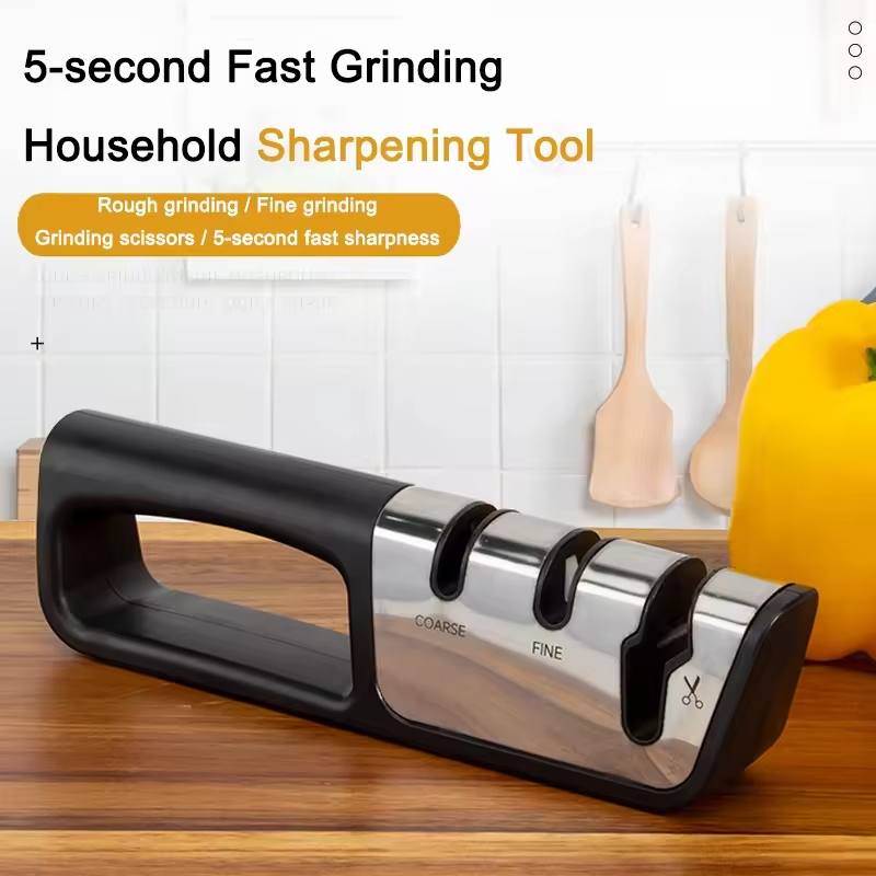 Professional Knife Sharpener 3 Stage Knife Sharpening Stone Multifunctional Kitchen Sharpen Tool Suitable for Knife and Scissors