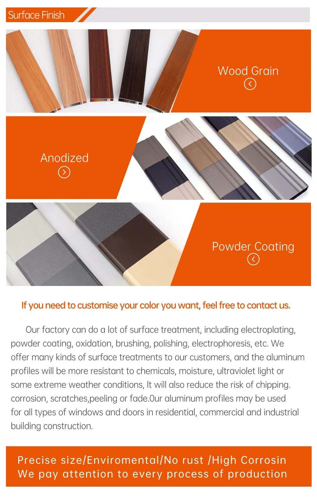 Customized Multiple Specifications Anodized Extrusion Aluminum Profile