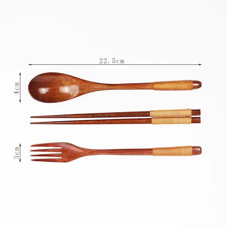 Wholesale Household Wooden Bamboo Chopsticks Fork Cutlery Set