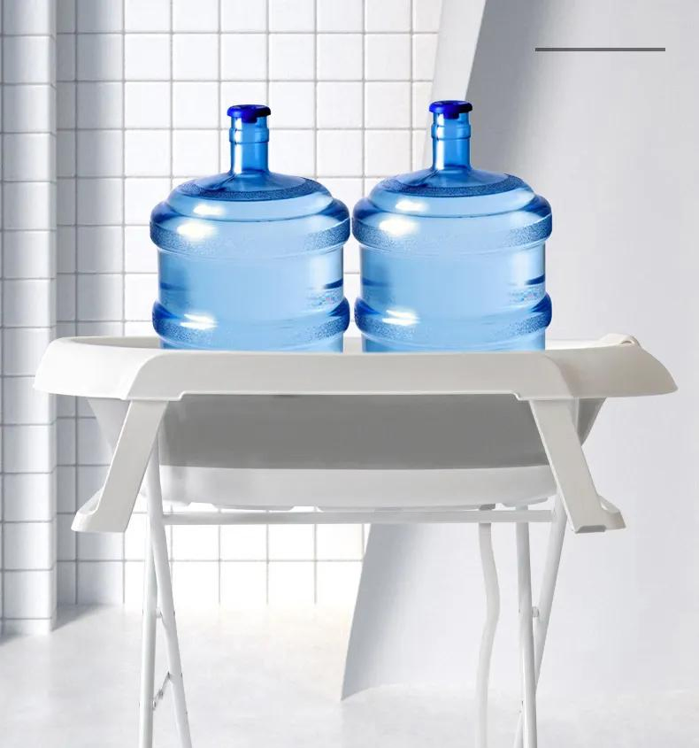 Foldable Kids Bathtub with Stand Drain Free Standing Toddler