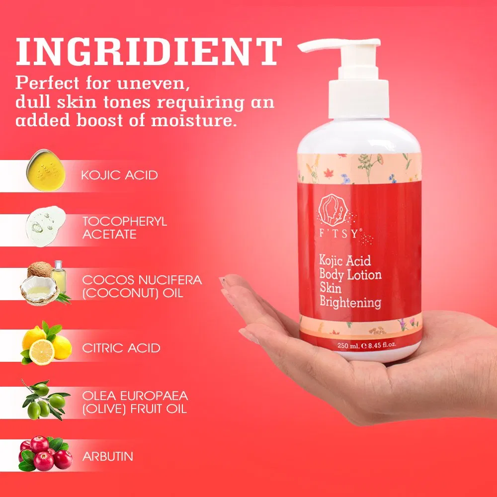 Private Label 250ml Natural Whitening Kojic Acid Brightening Body Skin Care Body Lotion