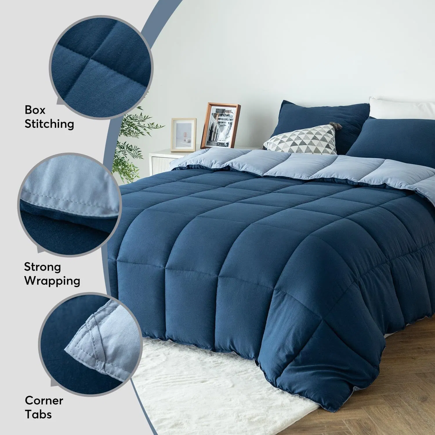 Fiber Brushed Fabric Splicing Two-Color Quilt