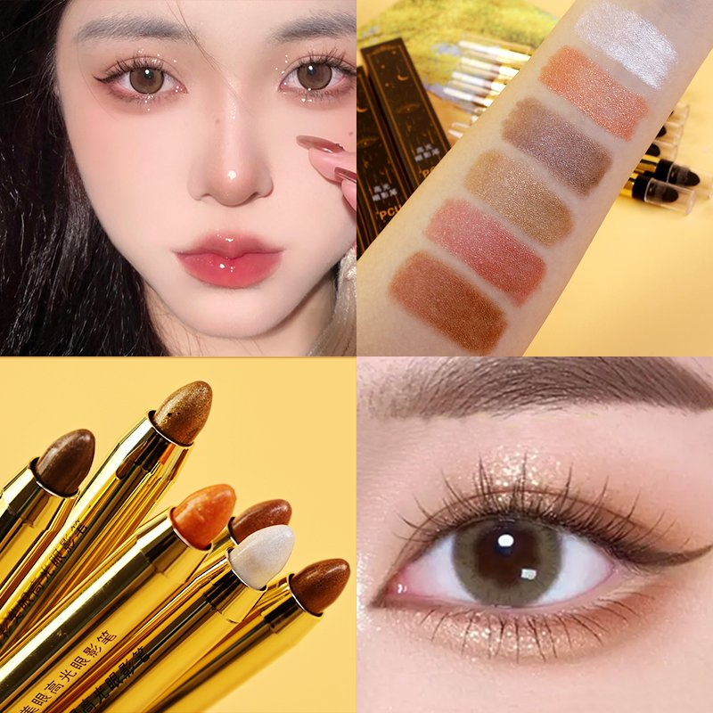 Double Head Shimmer Waterproof Lasting High Pigmented Glitter Highlighter Makeup Eye Shadow