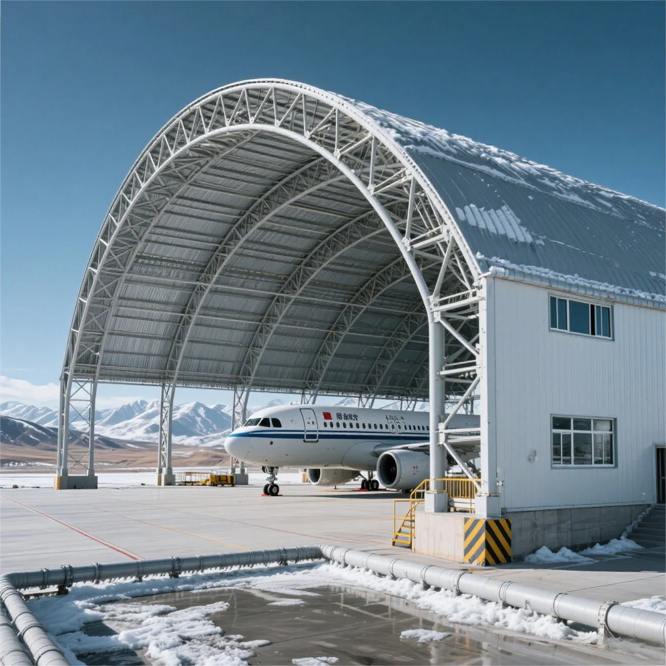 Modular Steel Frame Hangar with Quick Assembly (45-60 Days) Galvanized Wind-Resistant (Grade 13) for General Aviation Airports Airfields