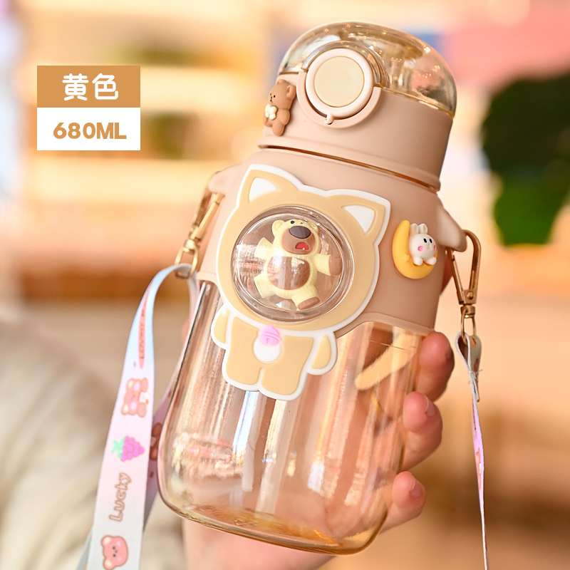 Kawaii Bear Straw Leak-Proof BPA Free Cute Insulated Water Bottle